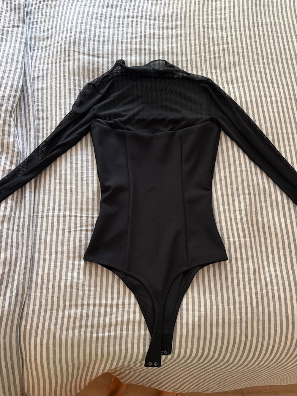 Black Long-Sleeve One-Piece Bodysuit